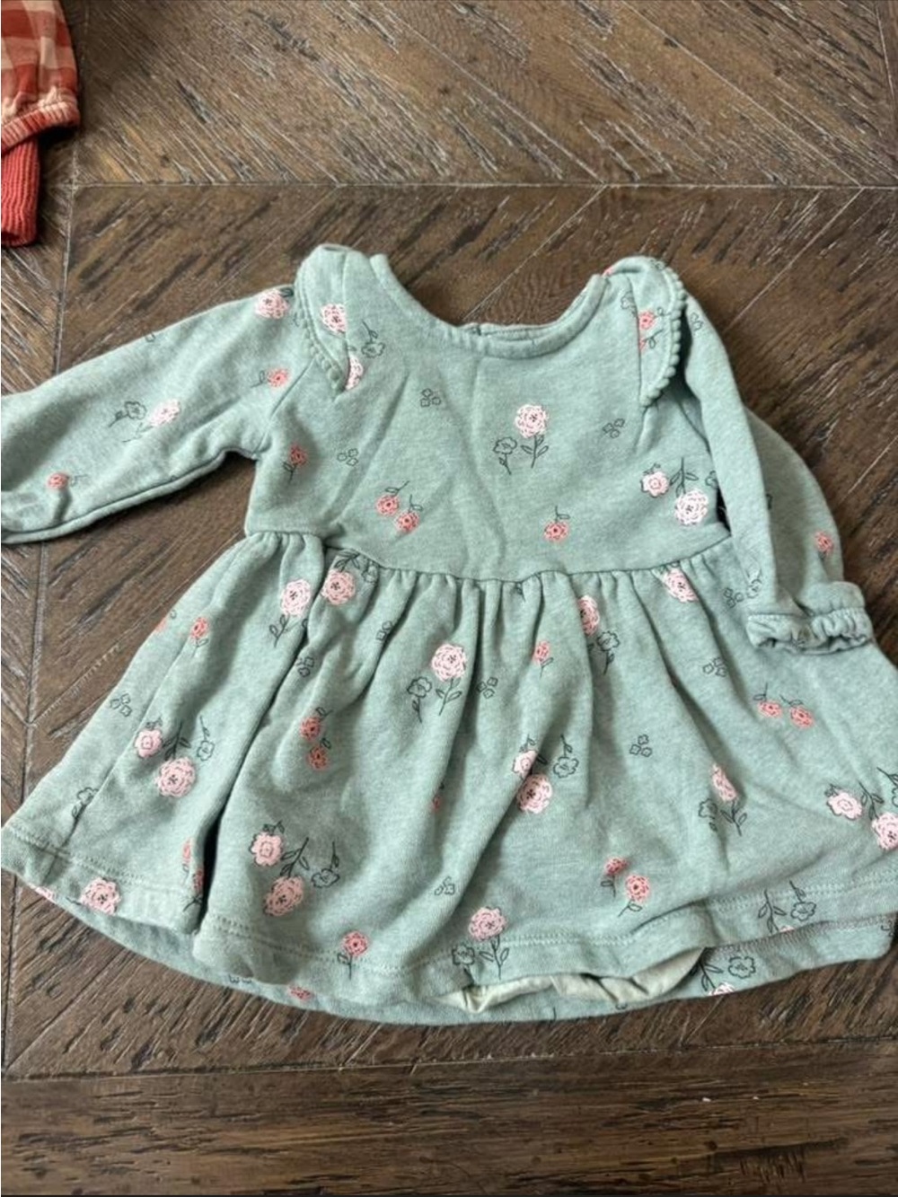 Just One You Green Floral Long-Sleeve Dress 6M
